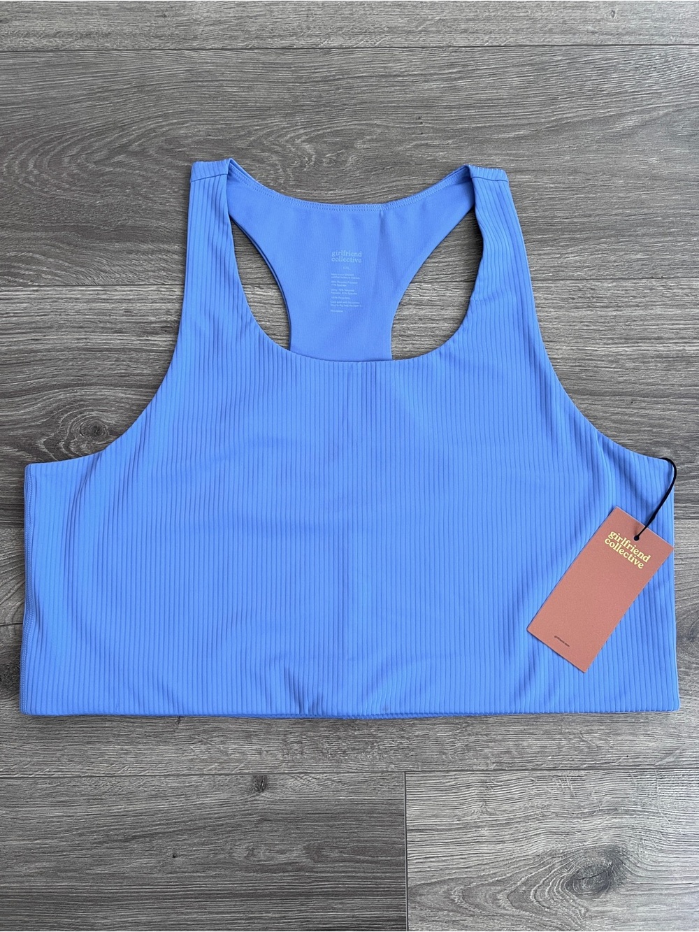 GIRLFRIEND COLLECTIVE Ribbed Paloma Racerback Sports Bra 4XL Blue Activewear Gym